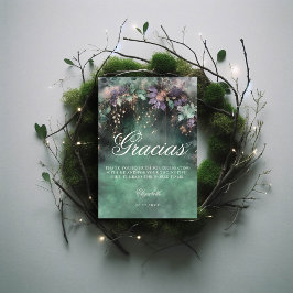 Cartão De Agradecimento Quinceanera, Lavanda Verde Mágica Encantada