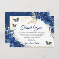 Quinceañera Royal Blue Floral Butterflies Aniversá