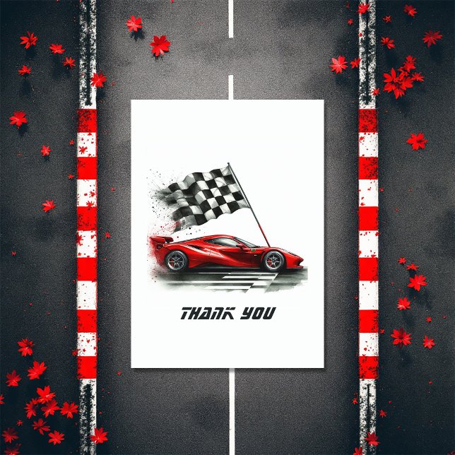 Cartão De Agradecimento Race Car Birthday (Race Car Birthday Thank You Card)