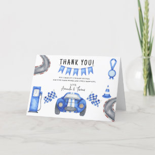 Cartão De Agradecimento Race car Chá de fraldas - obrigado você