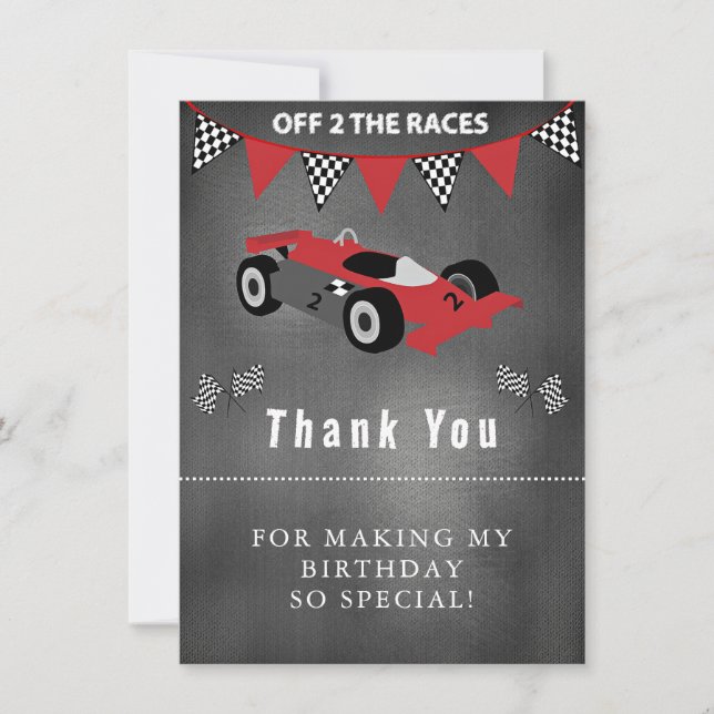 Cartão De Agradecimento Racecar Birthday Obrigado (Frente)
