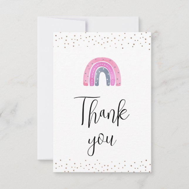 Cartão De Agradecimento Rainbow  Baby Girl Shower Thank You Card (Frente)