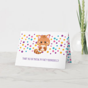 Cartão De Agradecimento Rainbow Confetti Cute Kitty Cat Birthday Thank You