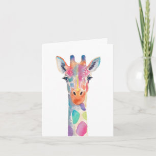 Cartão De Agradecimento Rainbow Giraffe Notecard