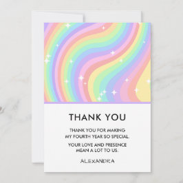Cartão De Agradecimento Rainbow Girl 4th Birthday