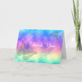 Cartão De Agradecimento [Rainbow Mist] Borboletas Obrigado