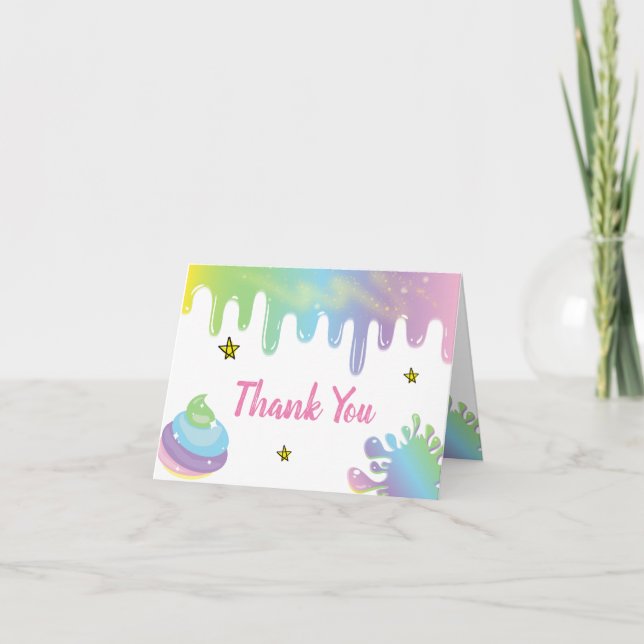 Cartão De Agradecimento Rainbow Slime Birthday (Frente)