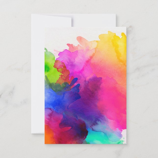 Cartão De Agradecimento Rainbow Watercolor Tie Dye Ink (Frente)
