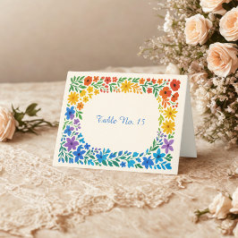 Cartão De Agradecimento Rainbow Wildflower Rustic Núm. mesa de casamento