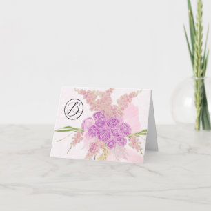 Cartão De Agradecimento Ramalhete com laço transparente Monogrammed La Boc
