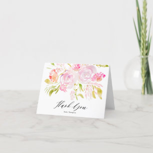 Cartão De Agradecimento Ramalhete de Rosa em Aquarela Obrigado