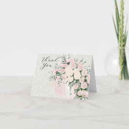Cartão De Agradecimento Ramalhete Rosa Wisteria em Tom Rosa Coquete