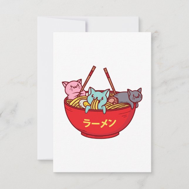 Cartão De Agradecimento Ramen japoneses adoráveis engraçados do gato do (Frente)