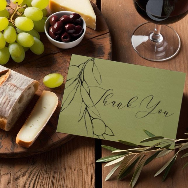 Cartão De Agradecimento Ramo De Azeitona Moderno Simples (Criador carregado)