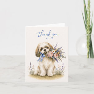 Cartão De Agradecimento Ramo de Flores Shih Tzu Obrigado