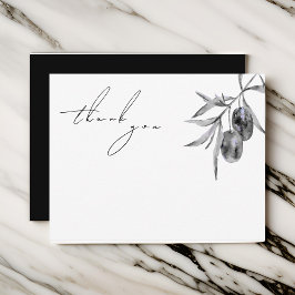 Cartão De Agradecimento Ramo de Oliva de Aquarela Elegante