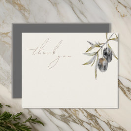 Cartão De Agradecimento Ramo de Oliva de Aquarela Elegante