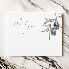 Cartão De Agradecimento Ramo de Oliva de Aquarela Elegante