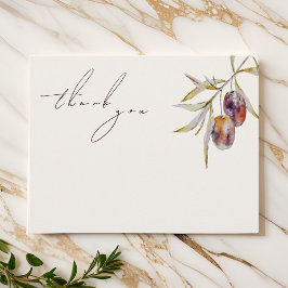 Cartão De Agradecimento Ramo de Oliva de Aquarela Elegante
