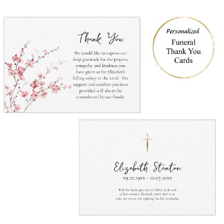Cartão De Agradecimento Ramos de Flores Rosa Delicada Funeral Ortodoxo