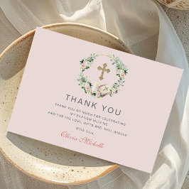 Cartão De Agradecimento Rapariga Baptism Christening Foto Floral