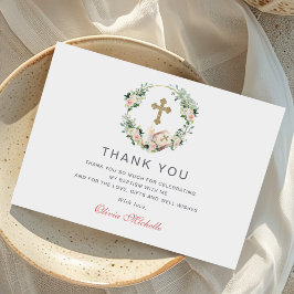 Cartão De Agradecimento Rapariga Baptism Christening Foto Floral