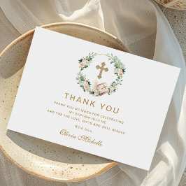 Cartão De Agradecimento Rapariga Baptism Christening Foto Floral