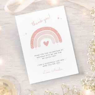 Cartão De Agradecimento Rapariga Cor-de-Água Rosa-Rosa-Rosa-Arco-Íris