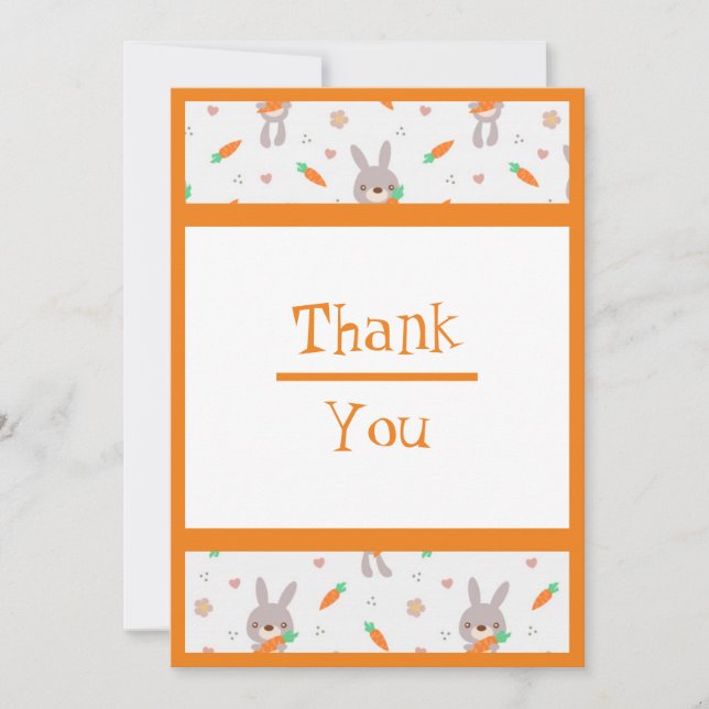 Cartão De Agradecimento Rapariga Laranja do Coelho Bonito (Frente)
