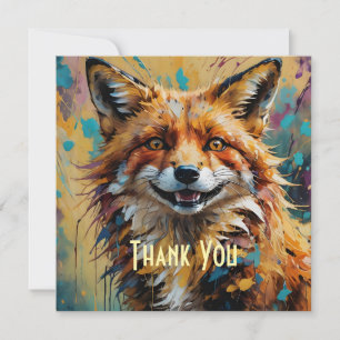 Cartão De Agradecimento Raposa Sorridente Feliz - pintura