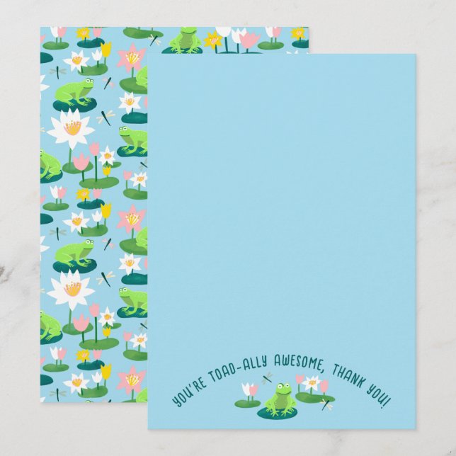 Cartão De Agradecimento Rãs e folhas de lírio Fofo PERSONALIZADO (Frente/Verso)