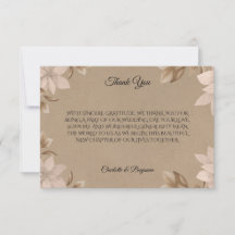 Cartão de Agradecimento Real Boho Bege Elegante