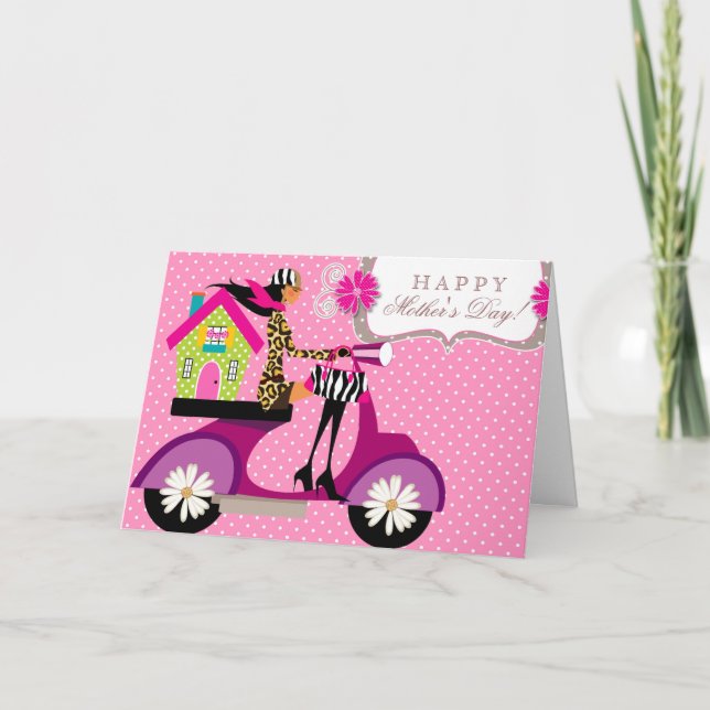 Cartão De Agradecimento Real Estate House Patinete Girl Dot Obrigado Daisy (Frente)