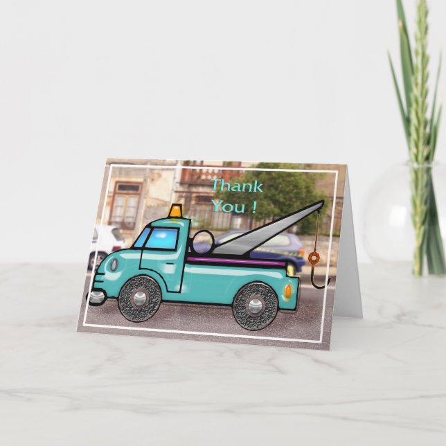 Cartão De Agradecimento Reboque Resistente na Rua Obrigado (Frente)