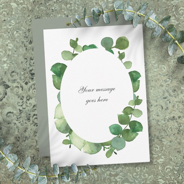 Cartão De Agradecimento Recado Personalizado Boho de Eucalipto (Eucalyptus Boho Greenery Personalized Message Thank You Card)