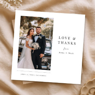 Cartão De Agradecimento Recém-Casados Moderno Simples Foto Casamento Quadr