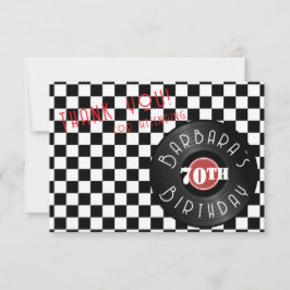 Cartão De Agradecimento Record Player Rock N Roll Themed Birthday Party