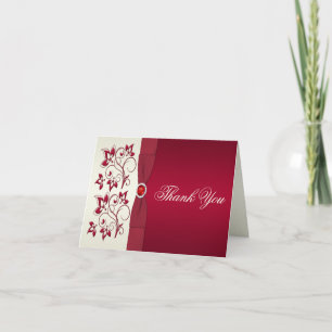 Cartão De Agradecimento Red and Ivory Floral Thank You Card