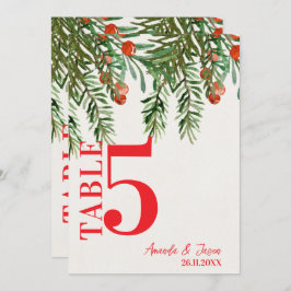 Cartão De Agradecimento Red Berries Festivas de Natal Número da Mesa de Ca