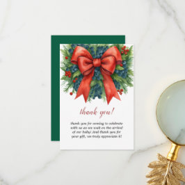 Cartão De Agradecimento Red Bow Baby Shower Christmas Brunch