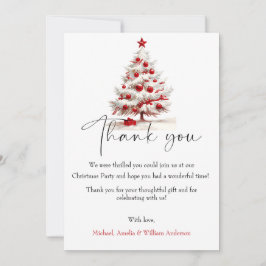 Cartão De Agradecimento Red Floral Christmas Wreath – Elegant Holiday