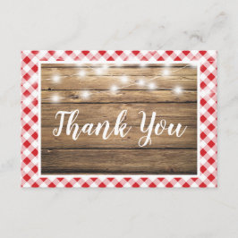 Cartão De Agradecimento Red Gingham Obrigado Chá Russo De Evento De Madeir