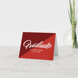 Cartão De Agradecimento Red Graduation Retro Bold Script Cap Icon Minimal