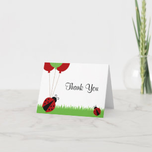 Cartão De Agradecimento Red Ladybug Balloons Thank You Note