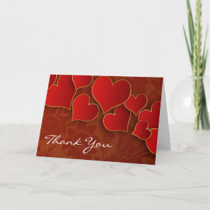 Cartão De Agradecimento red love hearts beautiful cards