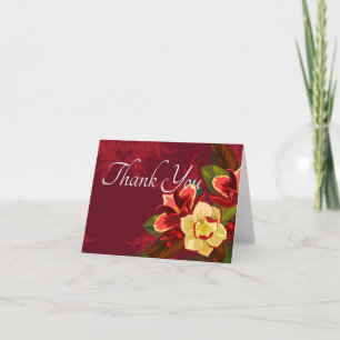 Cartão De Agradecimento Red Magnolia Floral Obrigado Nota