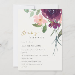 CARTÃO DE AGRADECIMENTO RED MARSALA BLUSH ROSA FLORAL CHÁ DE FRALDAS INVIT