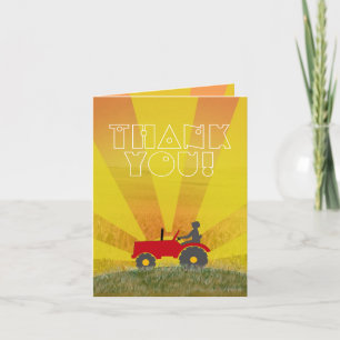 Cartão De Agradecimento Red or Green Tractor Thank You Note Card