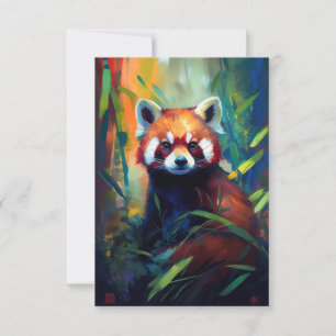 Cartão De Agradecimento Red Panda Animal Retrato Pintura Floresta Selvagem