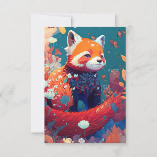 Cartão De Agradecimento Red Panda Animal Retrato Pintura Floresta Selvagem